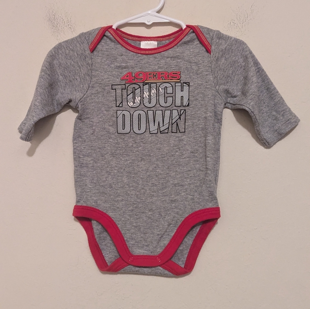 NFL Team apparel 49ers Touchdown  Gray and Red onsie size 3 to 6 months